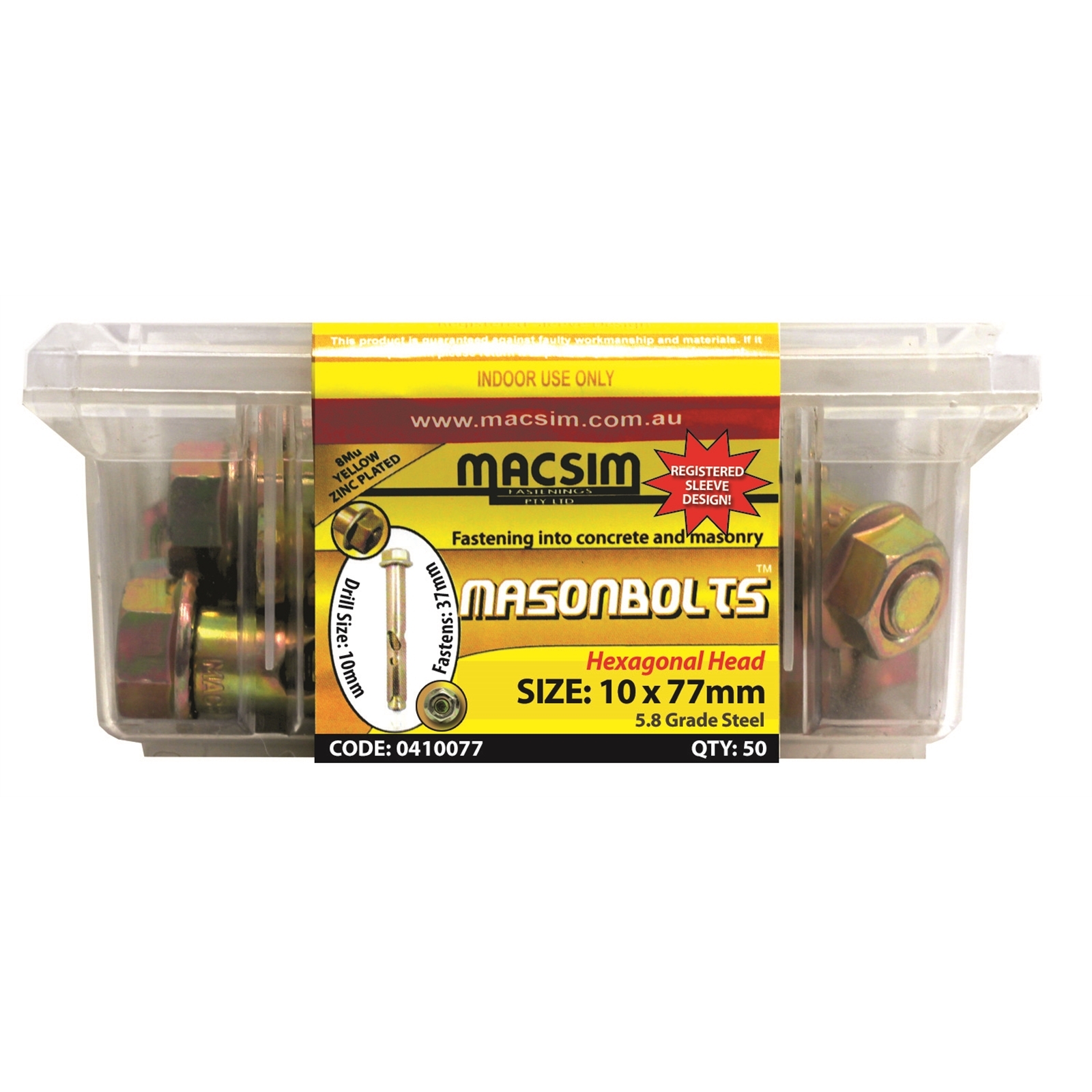 Macsim Fasteners 10 x 77mm Zinc Sleeve Anchor - 50 Pack - Bunnings ...