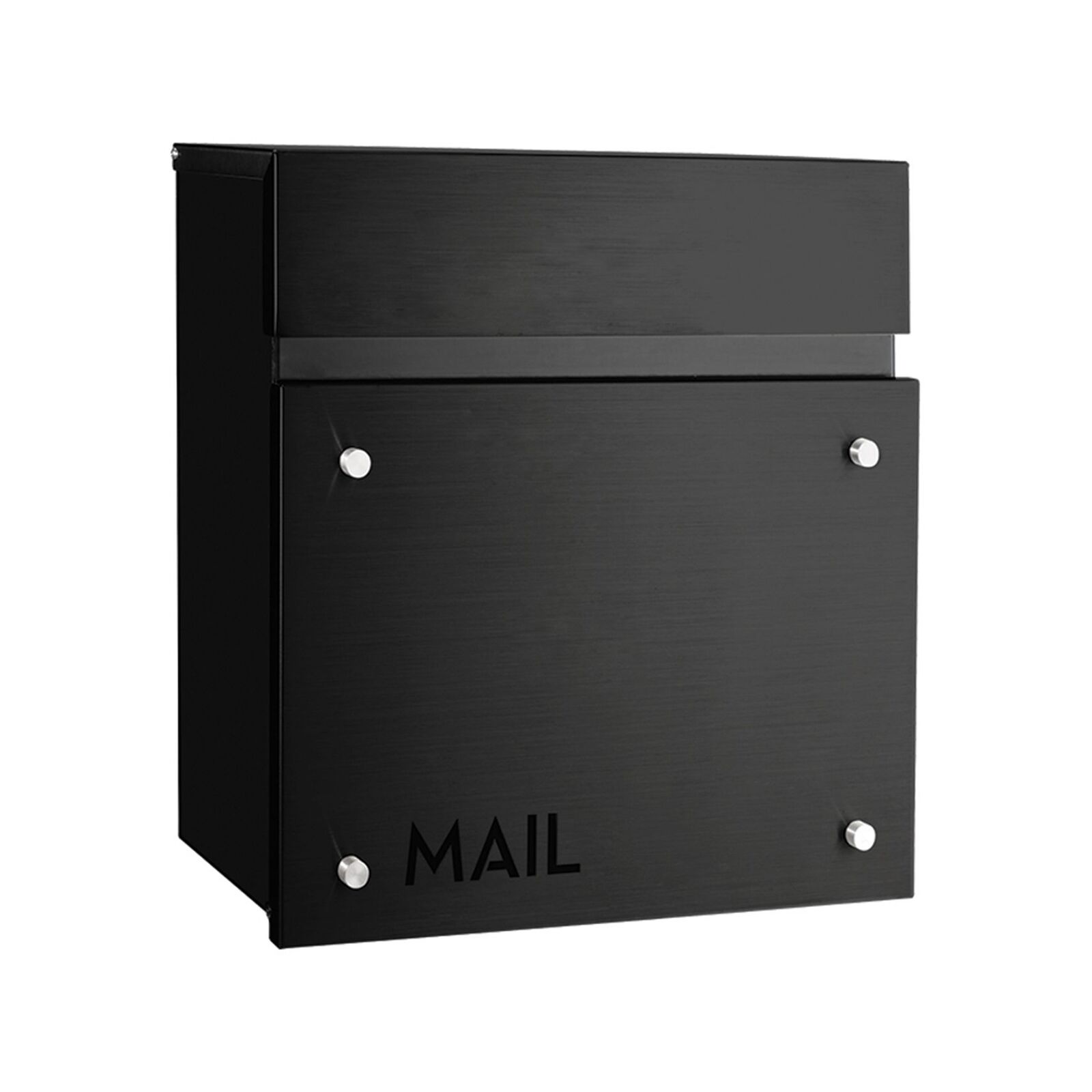 Sandleford Black Montreal Stainless Steel Wall Mount Letterbox ...