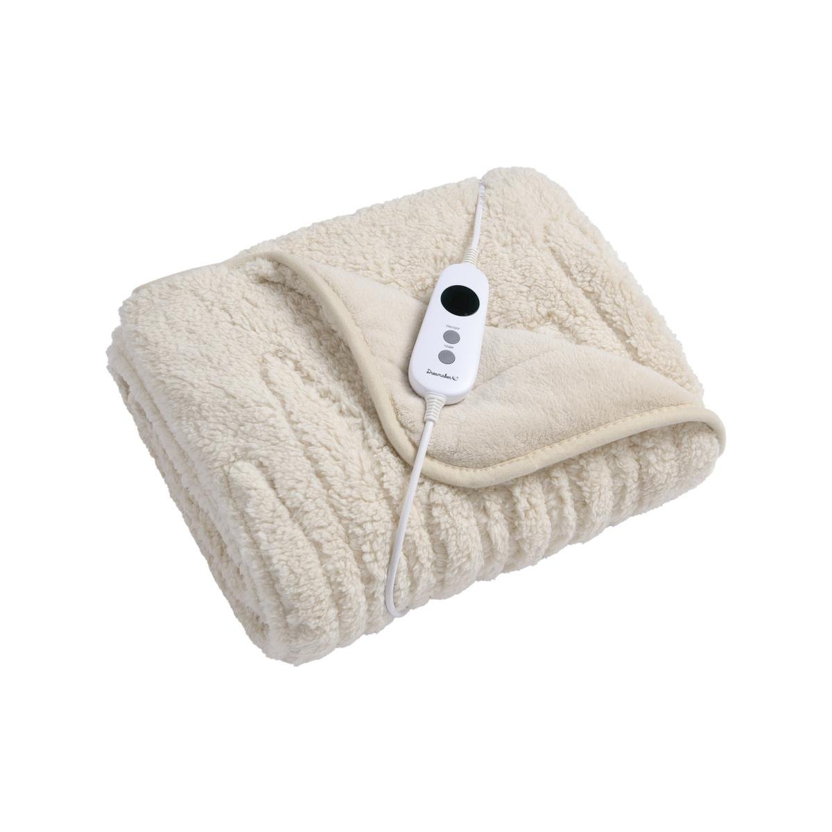 Dreamaker Reversible Sherpa u0026 Coral Fleece Heated Throw Size 160x120cm  Cream - Bunnings Australia