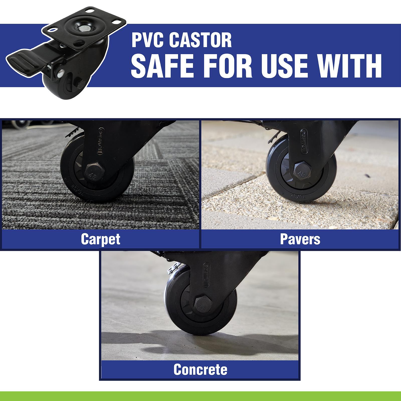 Easyroll 100mm Black PVC Fixed Castor - Bunnings Australia