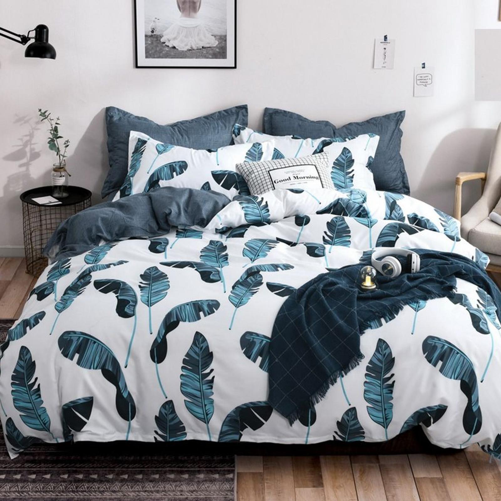 Fabric Fantastic Leaves Queen Size Quilt/Doona/Duvet Cover Set Bunnings Australia