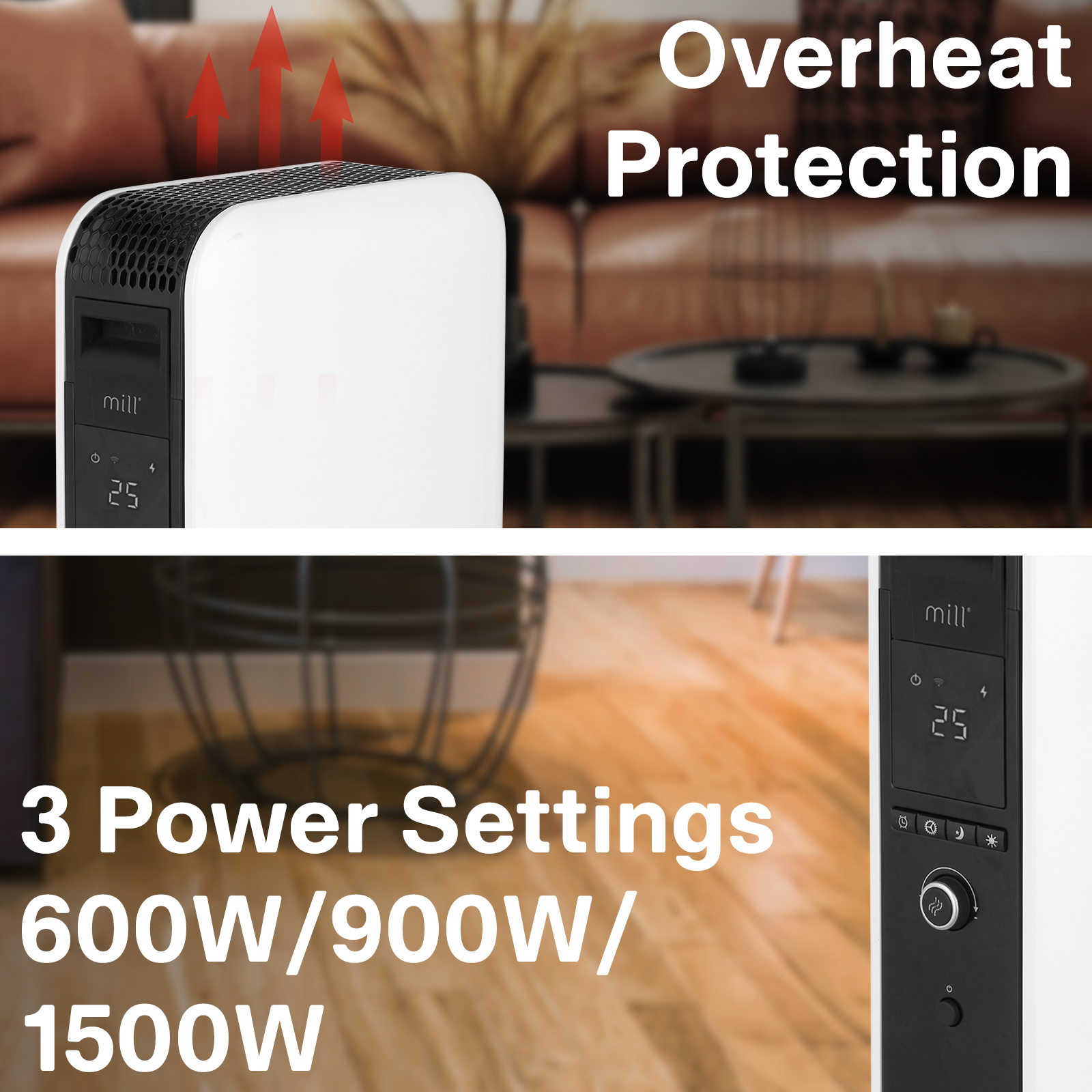 Mill 1500W Smart Wi-Fi Gentle Air Oil Heater - Bunnings Australia