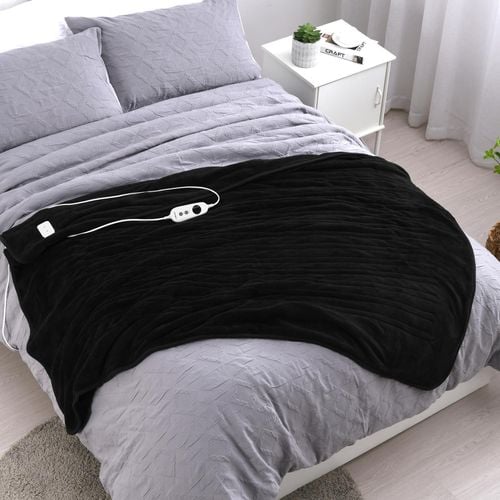 Dreamaker Electric Heated Throw Blanket - Black - Bunnings Australia
