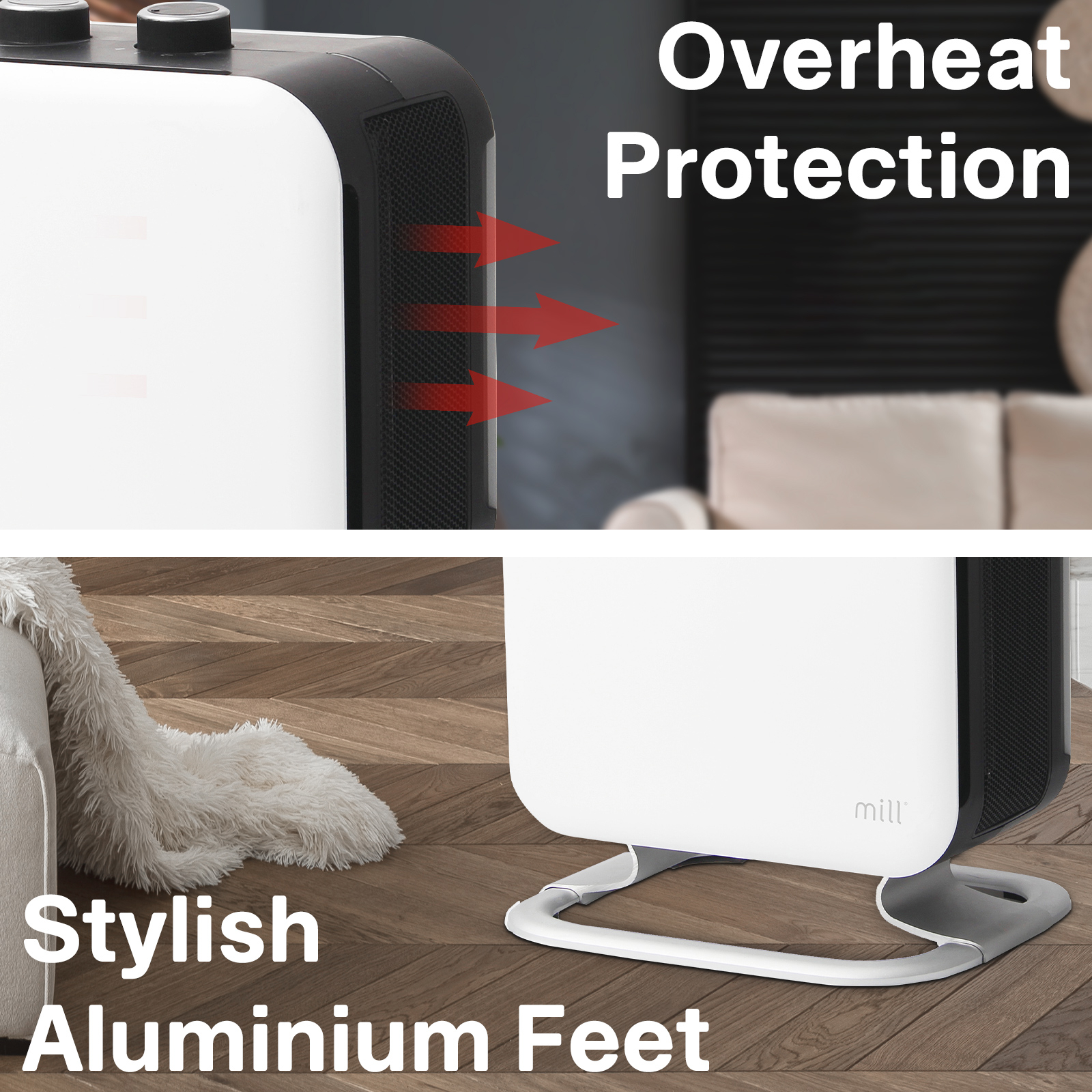 Mill 1800W White PTC Compact Fan Heater - Bunnings Australia