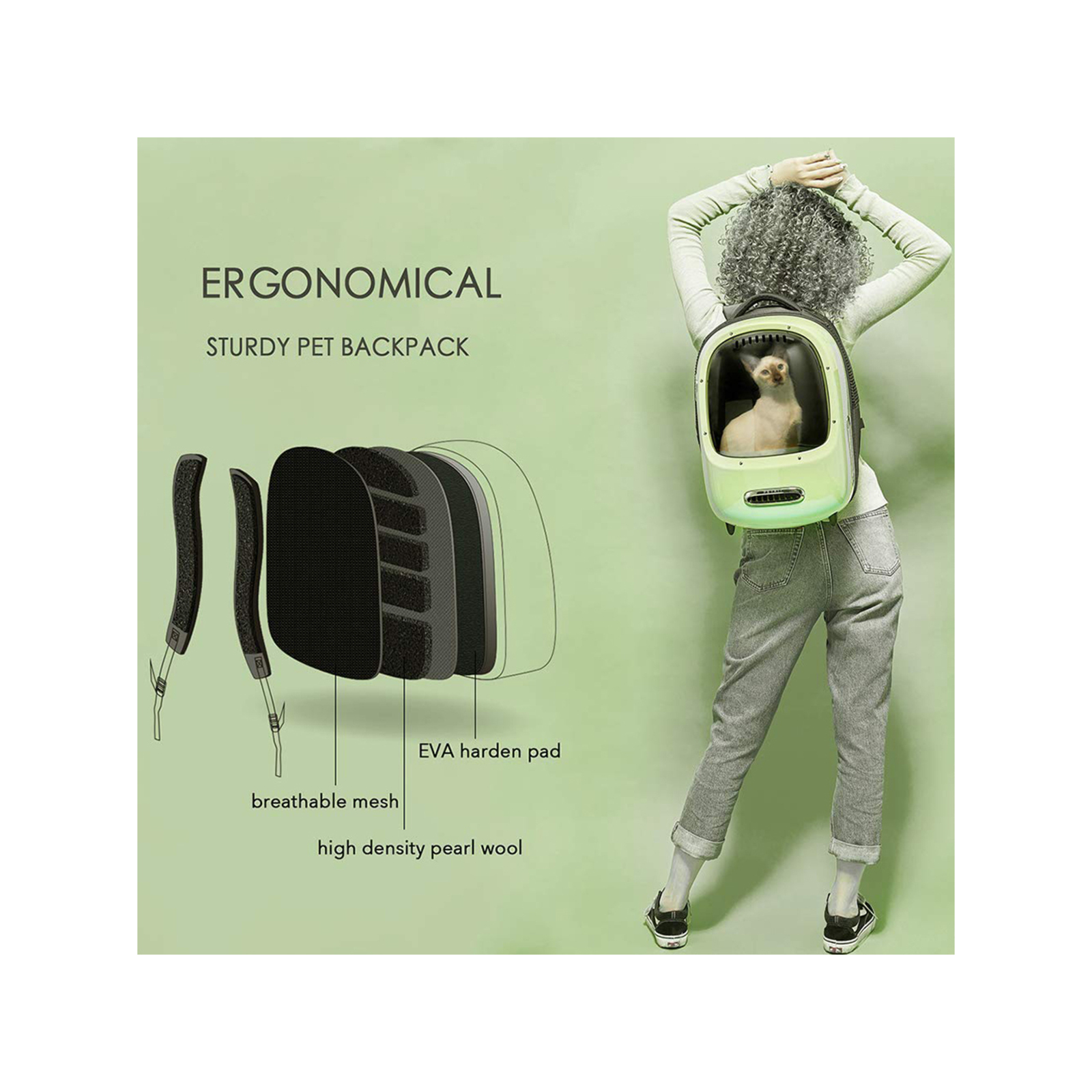Petkit Breezy Smart Cat Carrier Backpack Green Bunnings Australia