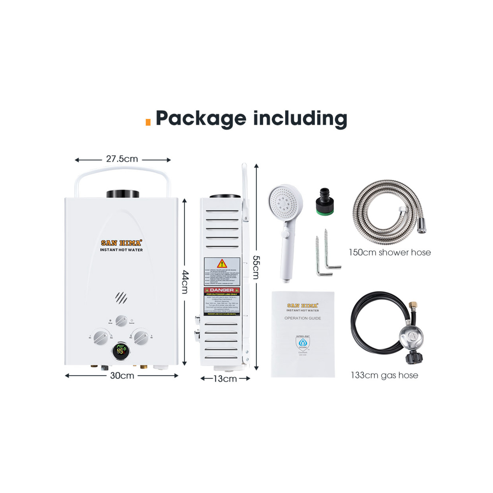 SAN HIMA Portable Gas Hot Water Heater System 8L - Bunnings Australia