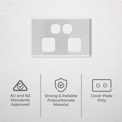 Deta S-Line Double Brushed Aluminium Powerpoint Cover Plate - Bunnings ...