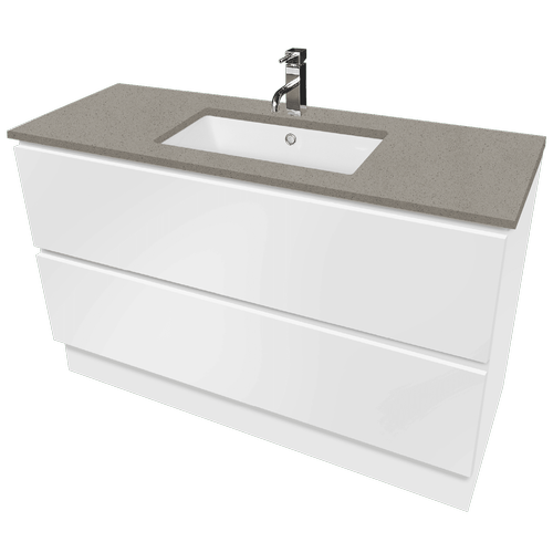 Cibo Design 1200mm White Fresh Full Height Vanity With Concrete Grey ...