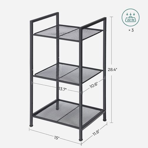 SONGMICS 3-Tier Black Adjustable Bathroom Shelf Storage Rack - Bunnings ...