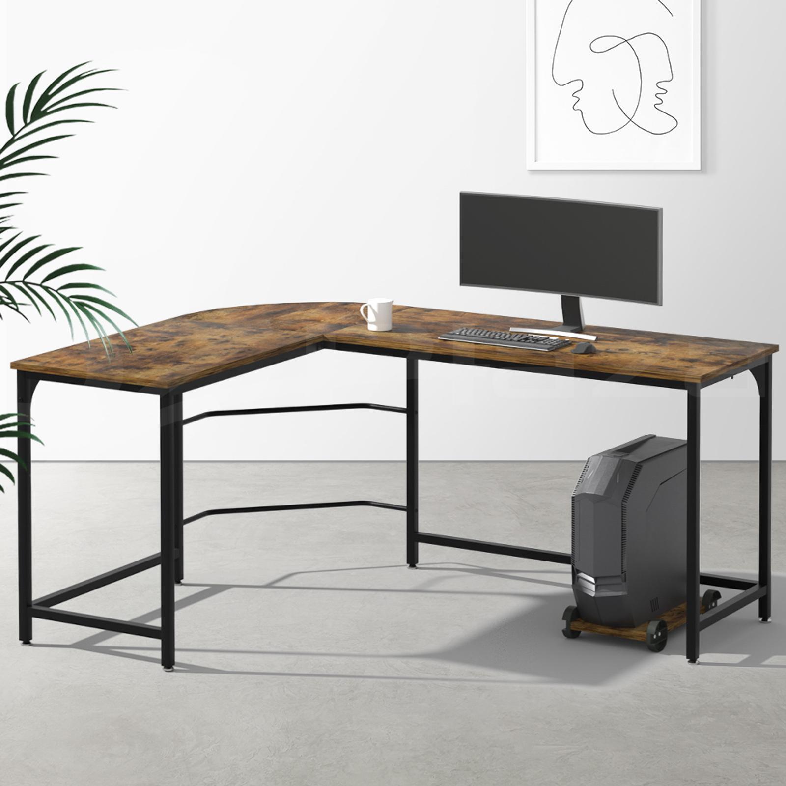 Artiss L-Shaped Computer Desk Brown - Bunnings Australia