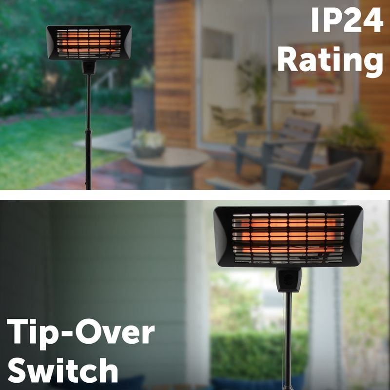 2000W Black Matte Radiant Patio Heater | Jumbuck