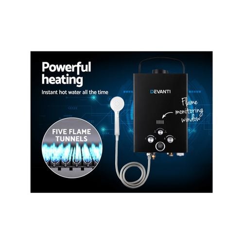 DEVANTi Outdoor Gas Hot Water Heater Black - Bunnings Australia