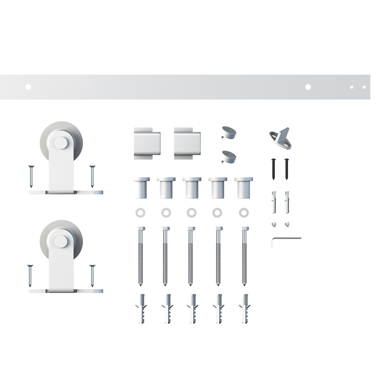 Rolltrak 2000 x 40 x 6mm Matte White Barn Door Track Top Mount ...