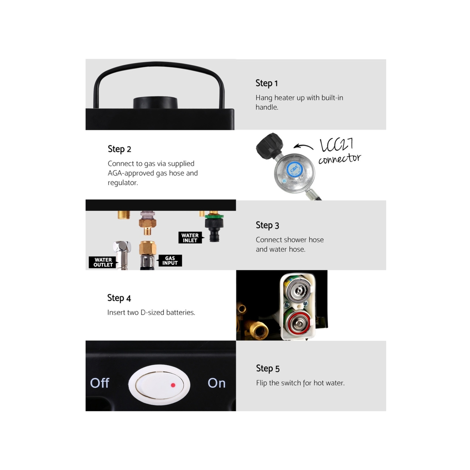 DEVANTi Outdoor Gas Hot Water Heater w/ Pump Black - Bunnings Australia