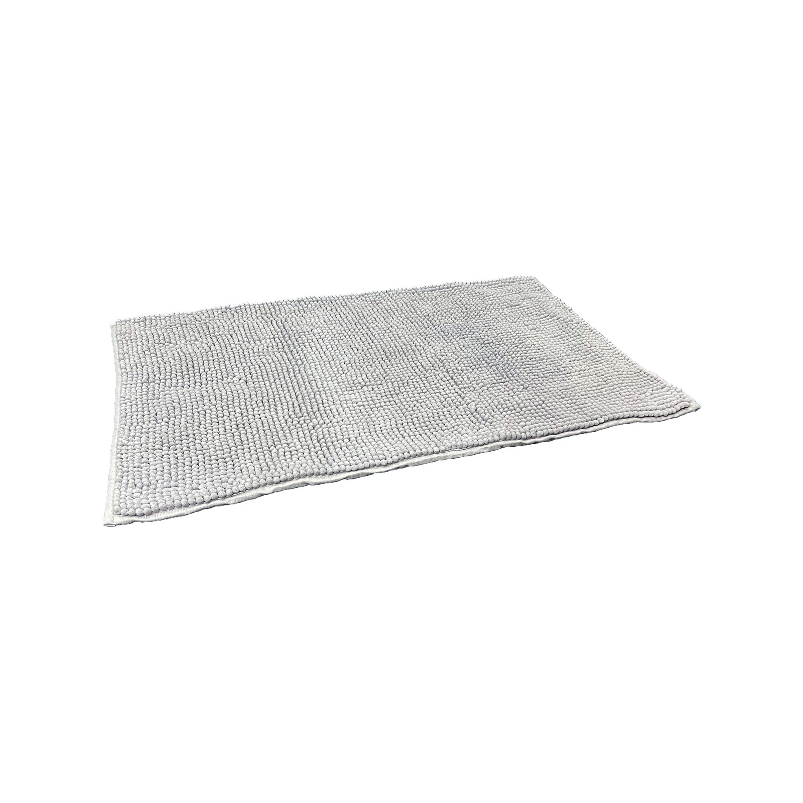Barelli Bath Mat Rectangular 50cm x 80cm Non-Slip Chenille Silver ...
