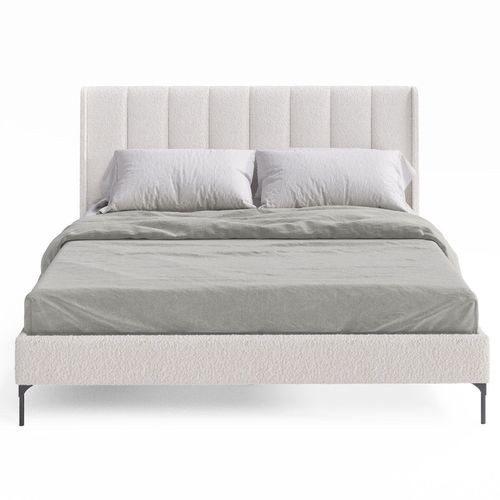 Brooklyn Queen Ivory White Boucle Wing Bed Frame - Bunnings Australia