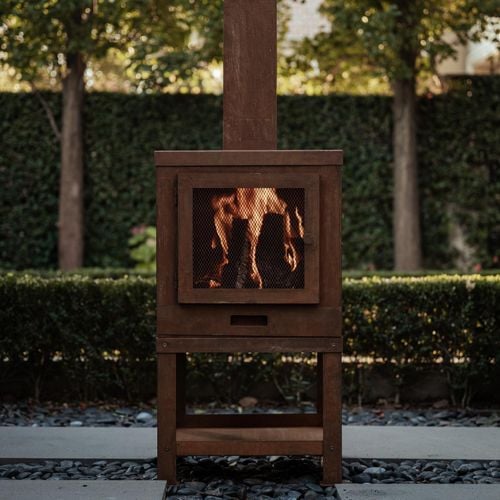 Rusty Slim Outdoor Fireplace - Bunnings Australia