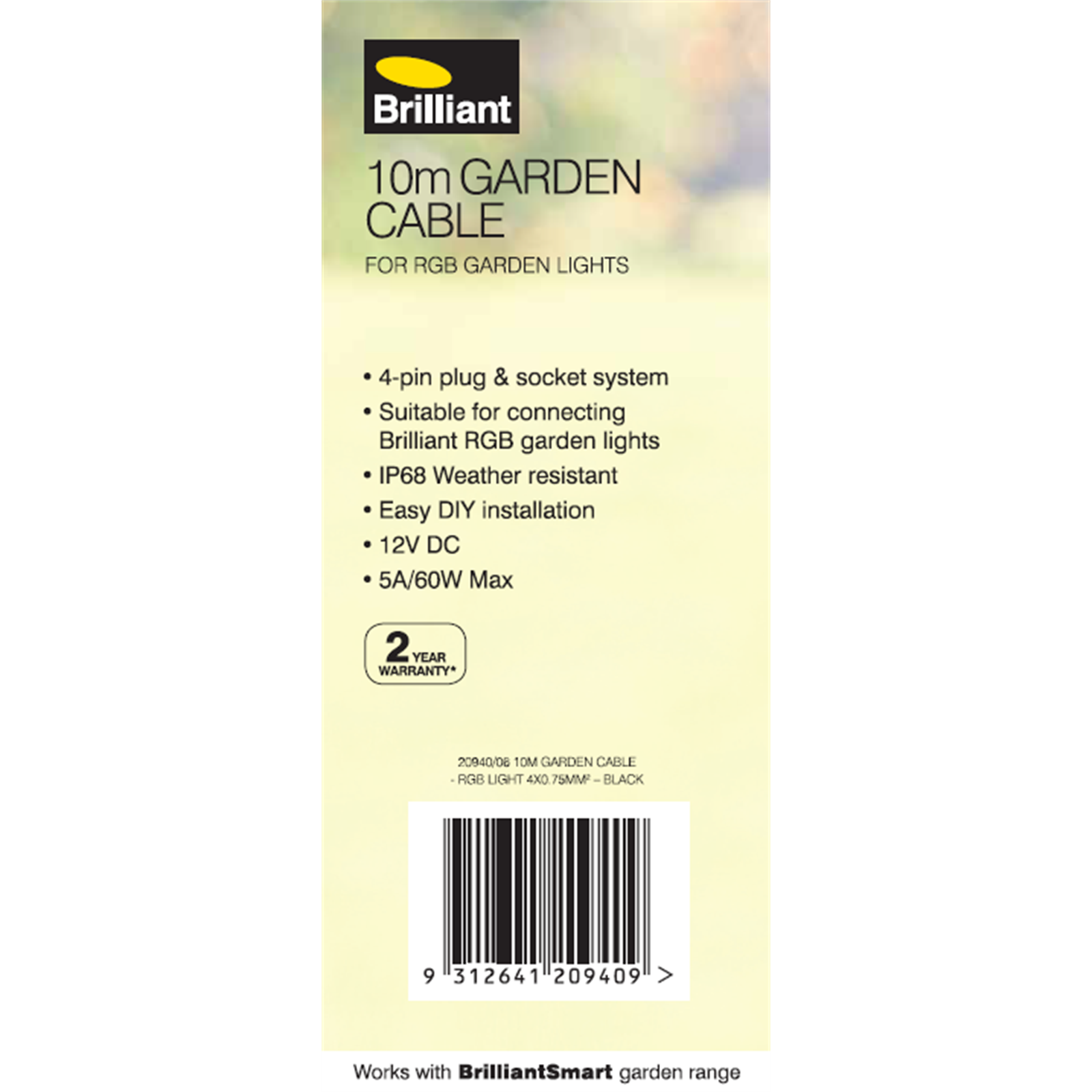 Brilliant Lighting 10m Extension Cable To Suit RGB Colour Garden