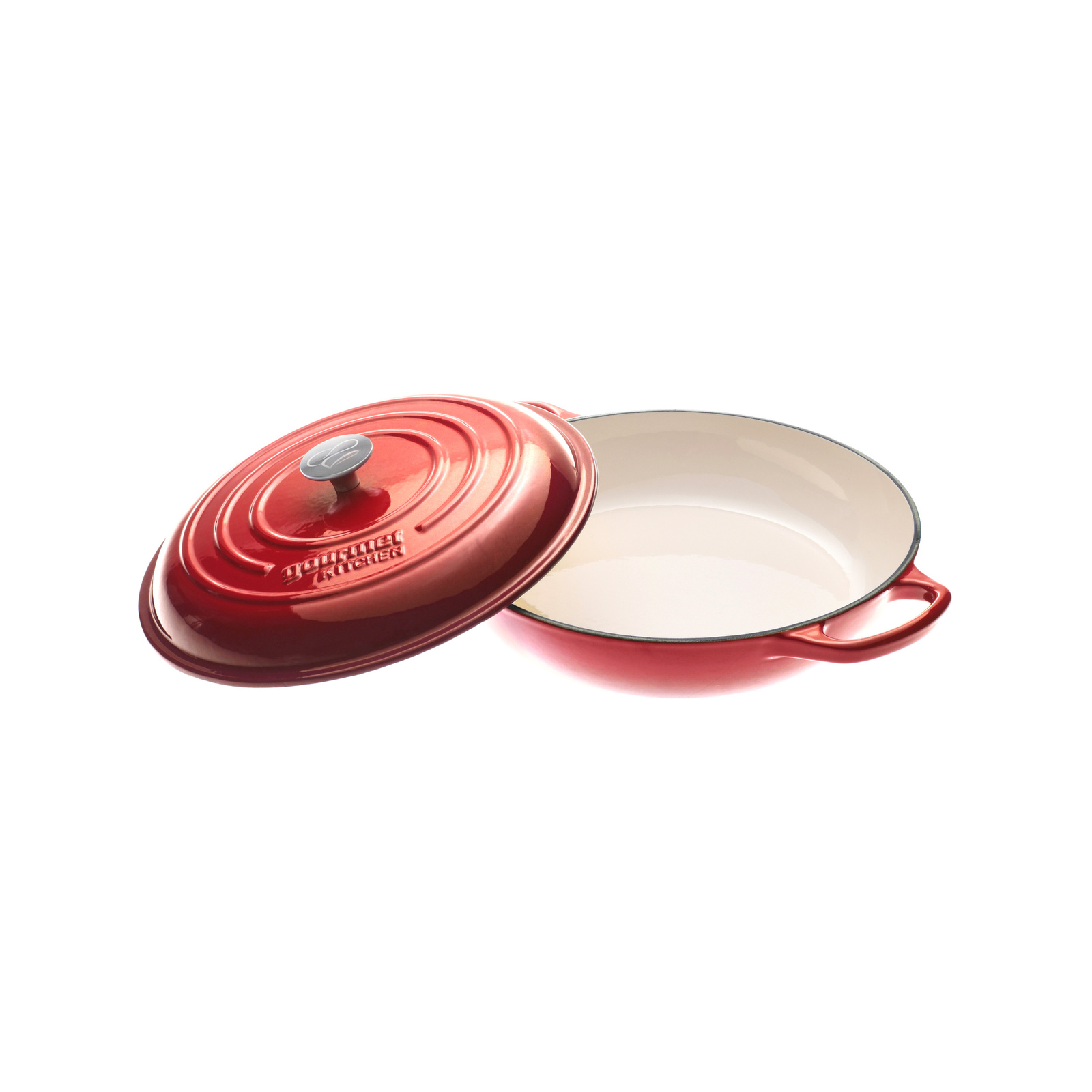 Signature 30cm Cast Iron Shallow Casserole Red