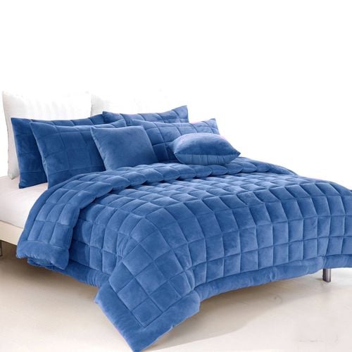 Alastairs Augusta Faux Mink Quilt / Comforter Set Charcoal Super King