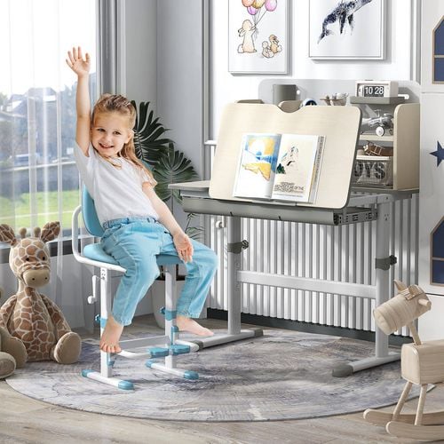 costway-kids-study-desk-height-adjustbale-w-tiltable-desktop-drawer