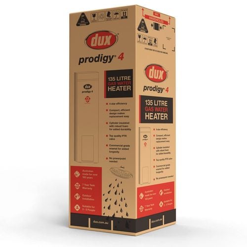 Dux 135L 4 Star Prodigy Water Heater - Natural Gas - Bunnings Australia