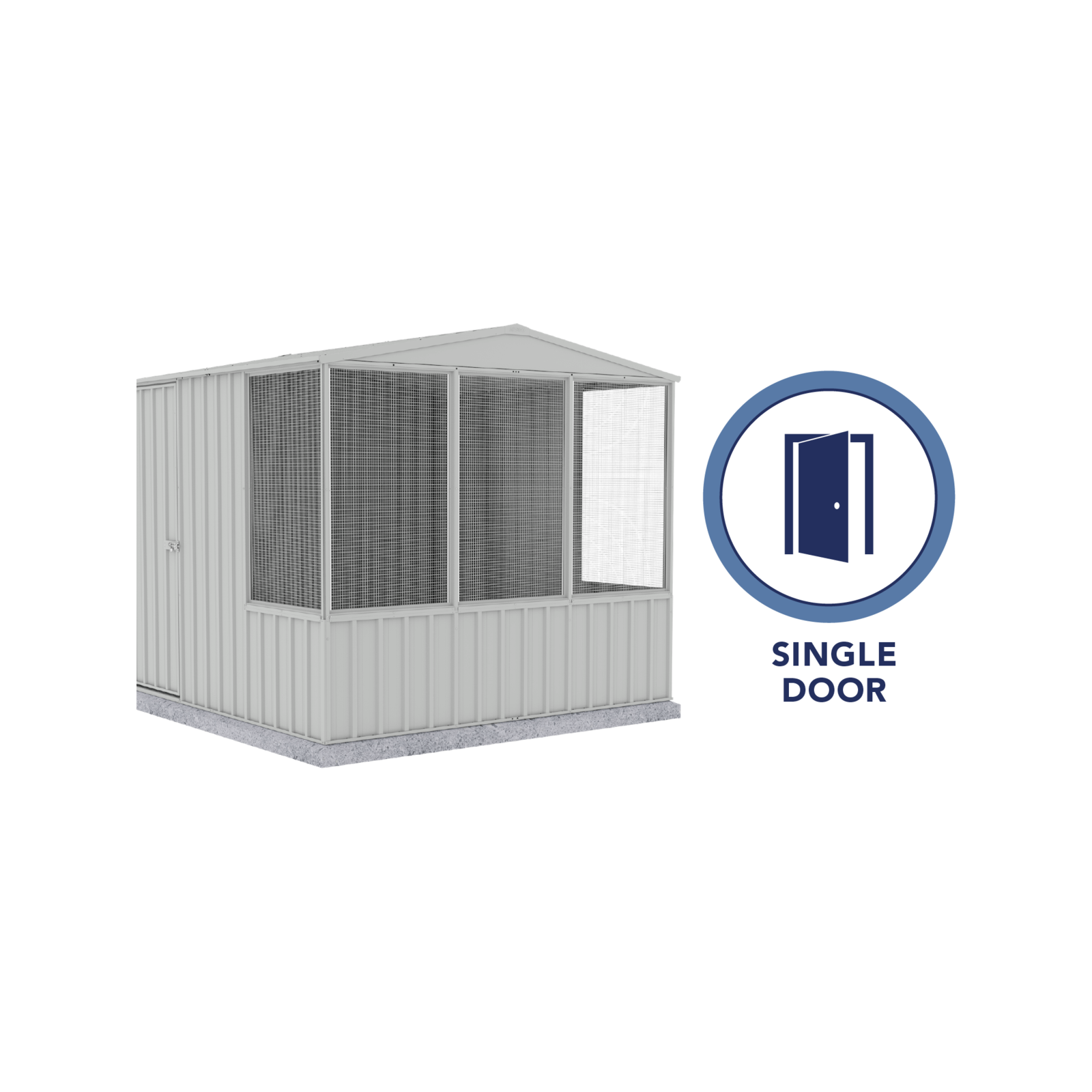 Absco Sheds 2.26 x 2.22 x 2.06m Zincalume Full Door Gable Roof Chicken