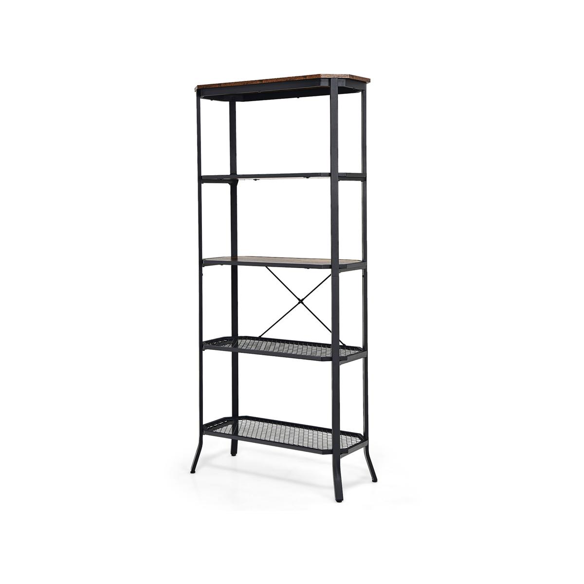 Costway 5-Tier Kitchen Storage Rack Steel Frame Organizer Shelf Wood ...