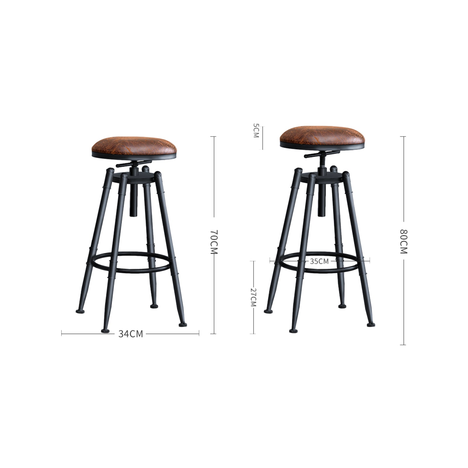 2x Levede Rustic Industrial Bar Stool Kitchen Stool Barstool Swivel