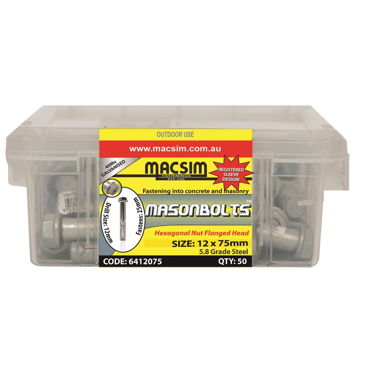 Macsim Fasteners 12 x 75mm Galvanised Sleeve Anchor - 50 Pack ...