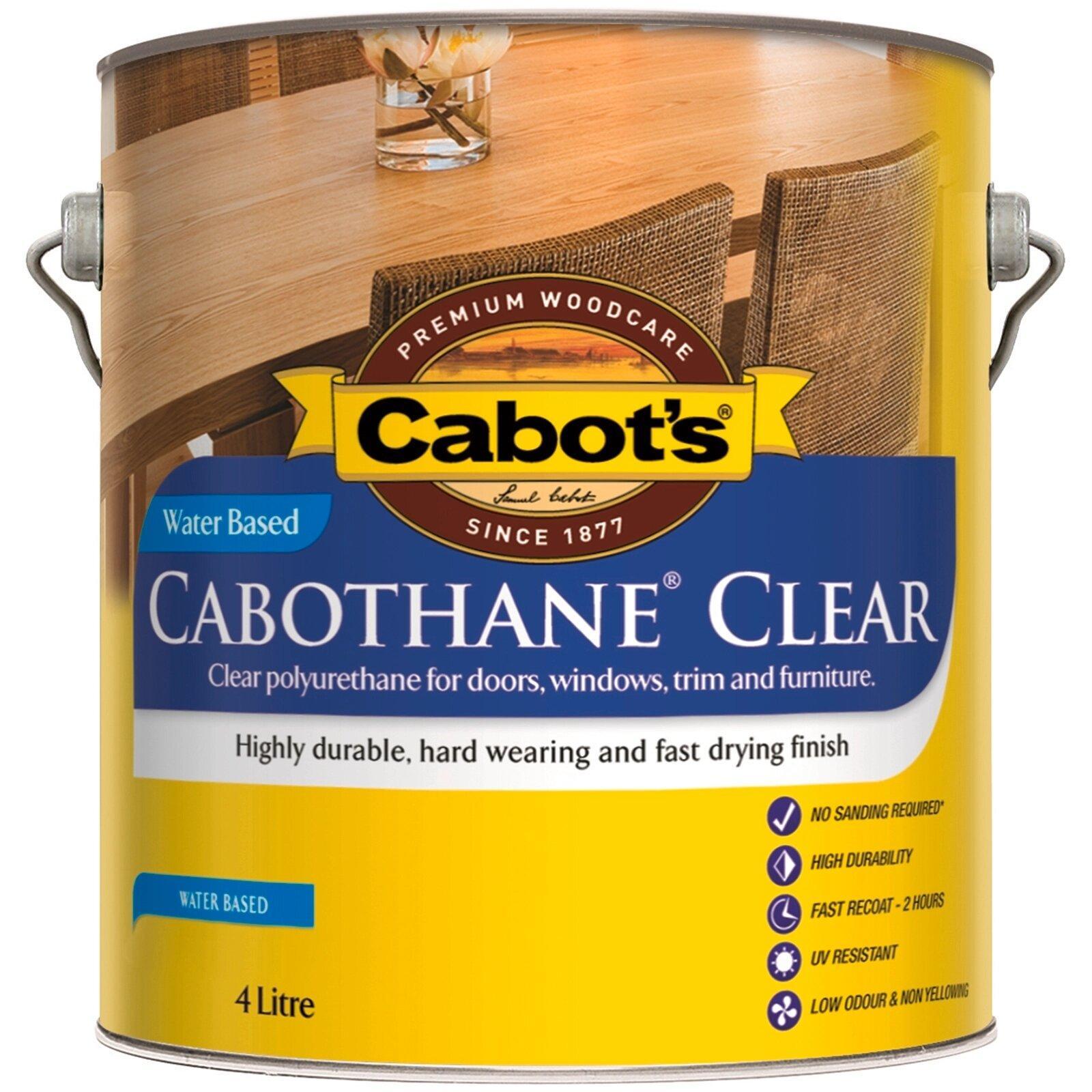 Cabot's 4L Satin Water Based Cabothane Clear Polyurethane Timber ...