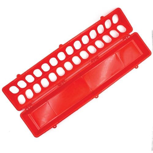 50cm Long Poultry Feeder Chicken Feeding Trough Red Plastic Flip Top ...