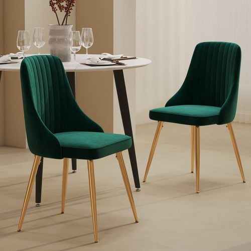 Solid Pine Velvet Dining Chair with Gold Steel Legs Green - Bunnings ...