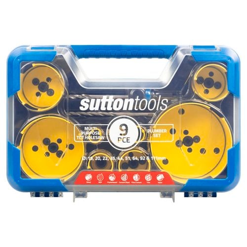 Sutton Tools 9 Piece TCT MultiPurpose Plumber Holesaw Set Bunnings