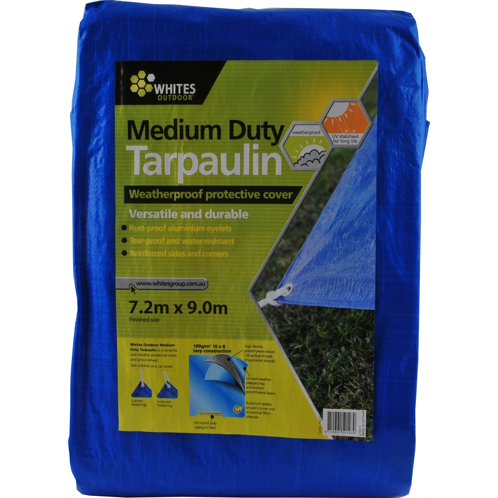 Whites 7.2 x 9.0m Medium Duty Tarpaulin Bunnings Australia