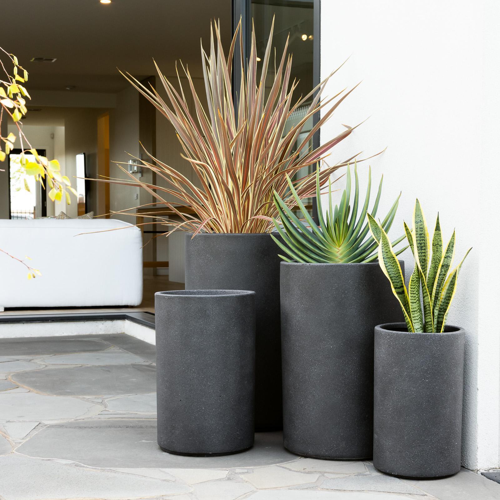 Tuscan Path 50cm Grey Harper Cylinder Pot - Bunnings New Zealand