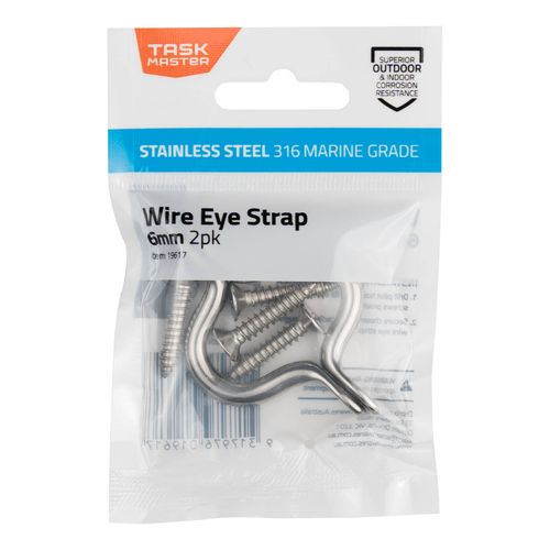 Taskmaster 6mm 316 Stainless Steel Wire Eye Strap - 2 Pack - Bunnings ...