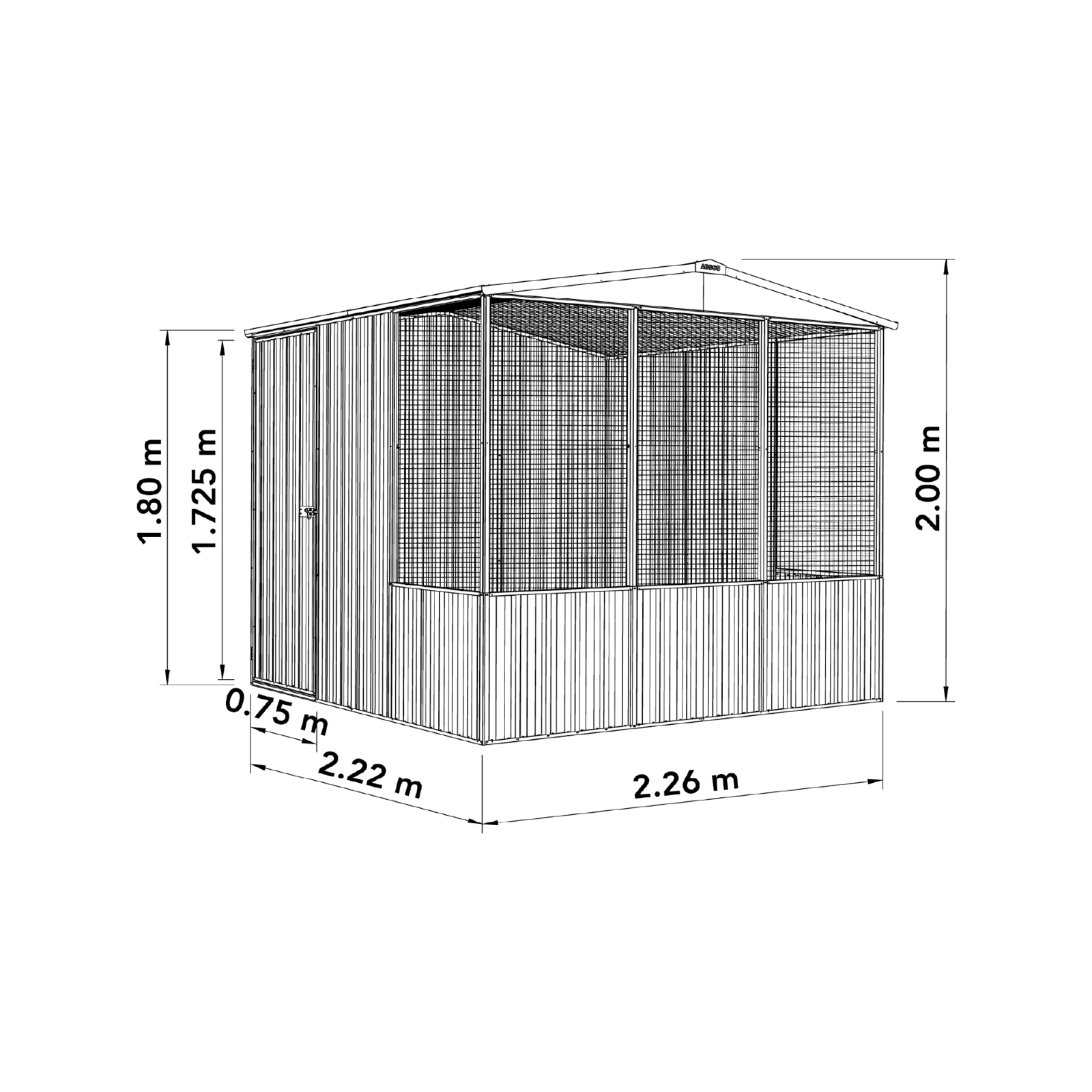 Absco Sheds 2.26 x 2.22 x 2m Pale Eucalypt Full Door Gable Roof Chicken