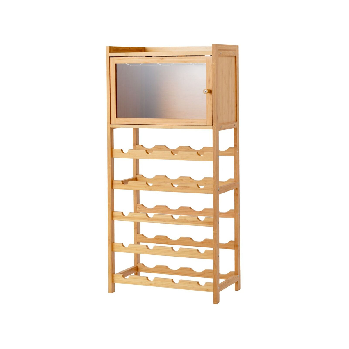 Costway 20-Bottle Wine Rack Bamboo Kitchen Display Shelf - Bunnings ...