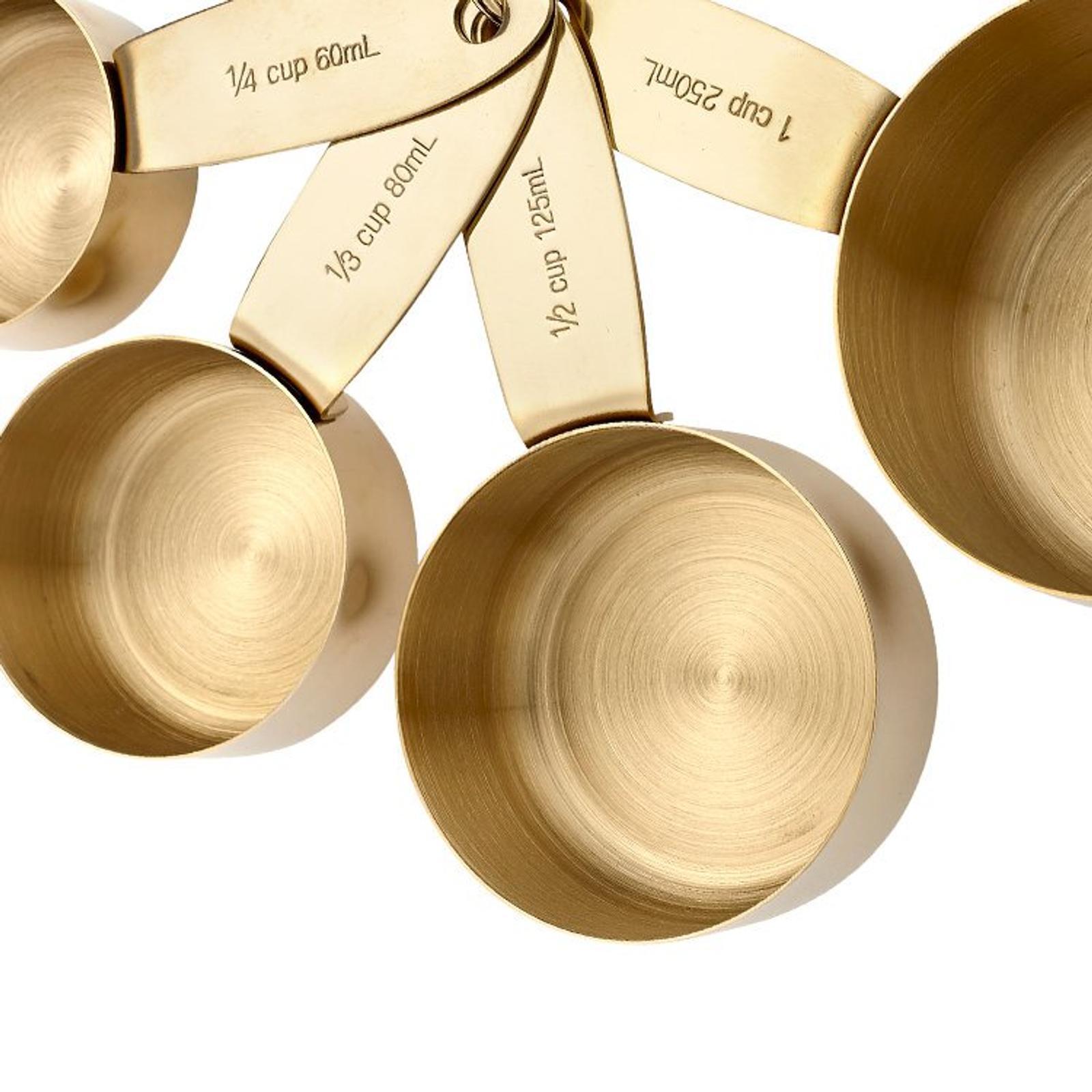 Ladelle Lawson Set 4 Cucchiai Dosatori In Acciaio Inox - Colore Oro Galvanizzato - Per Cucina E Pasticceria - 3