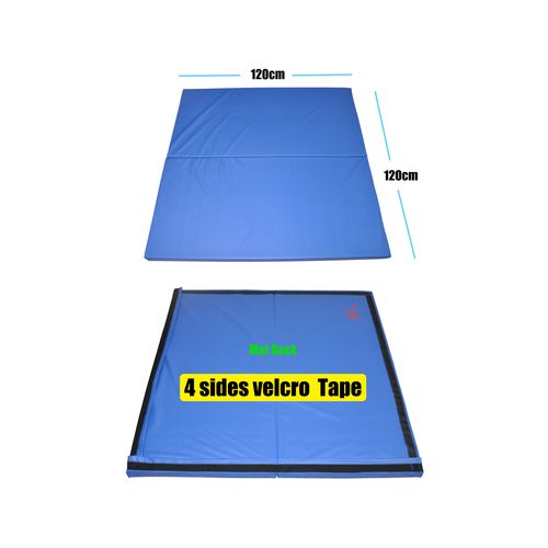 Blue 120cm x 120cm x 5cm Gymnastics Mat - 2-Piece Folding Gym Exercise ...
