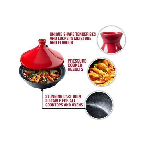 Gourmet Kitchen Cast Iron Tagine Red 25Cm Bunnings Australia