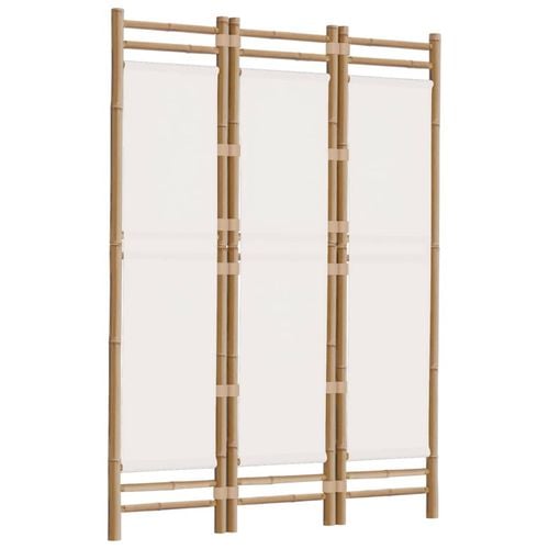 vidaXL Folding 3Panel Room Divider Bamboo and Canvas Privacy Screen