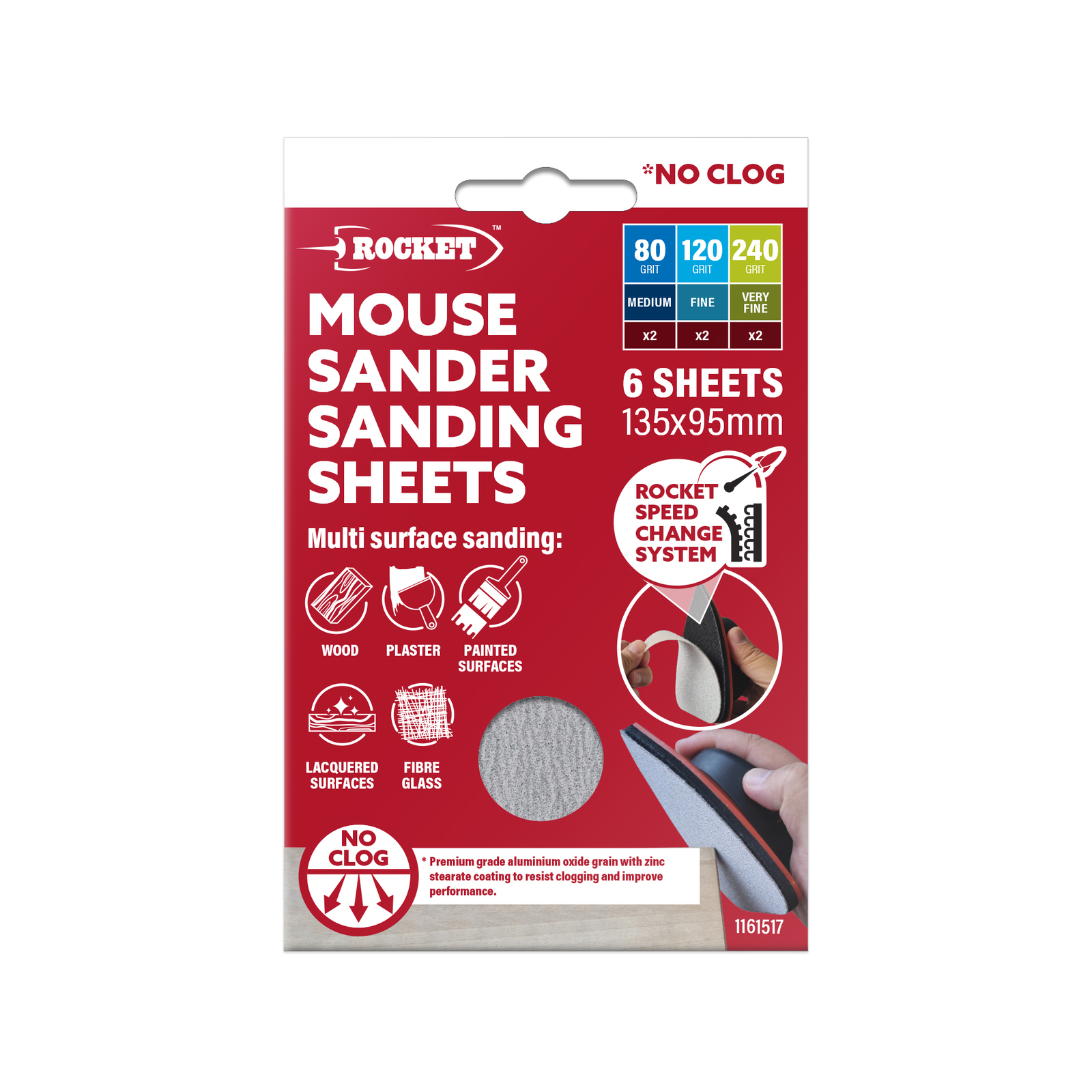 Rocket Mouse Pole Sander Kit – Includes 3 Sanding Sheets, Drywall Tool