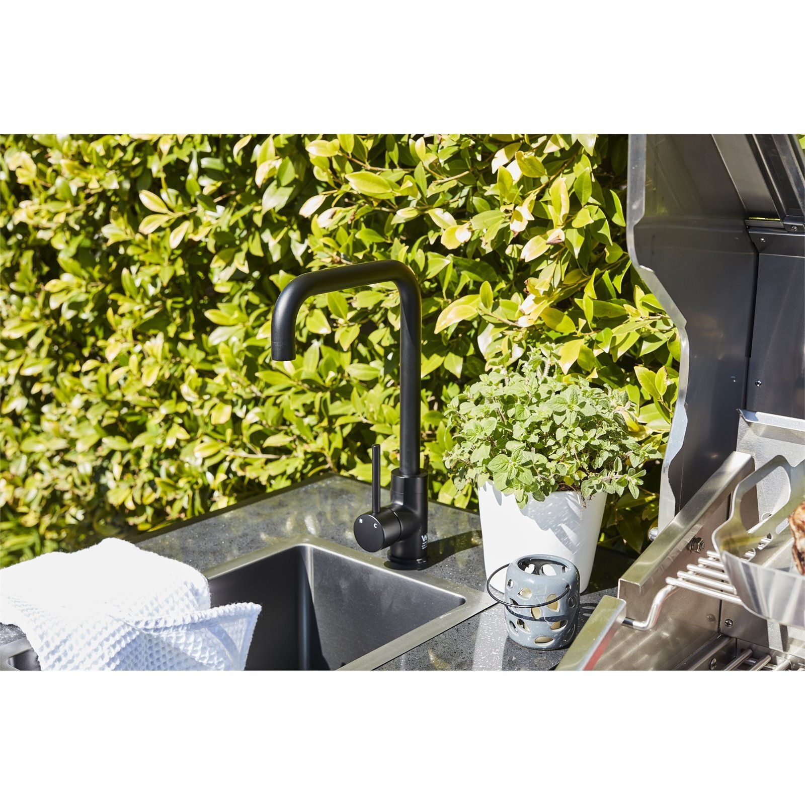 AlfrescoPlus Black Onyx Double Sink Module Bunnings Australia