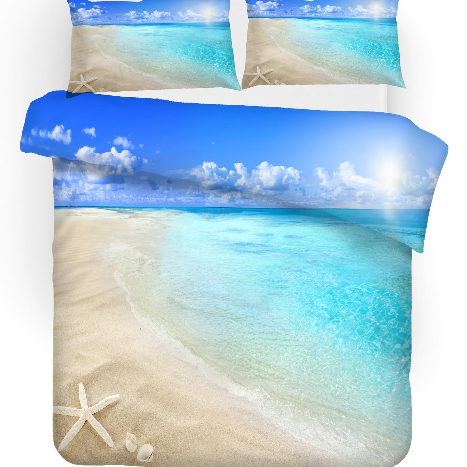 3D Blue Sea Beach Starfish Quilt Cover Set Bedding Set Pillowcases 129 ...