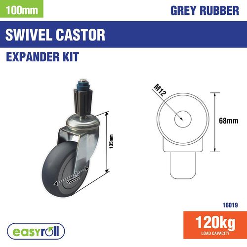 Easyroll 100mm Grey Castor Expander Kit - Bunnings New Zealand