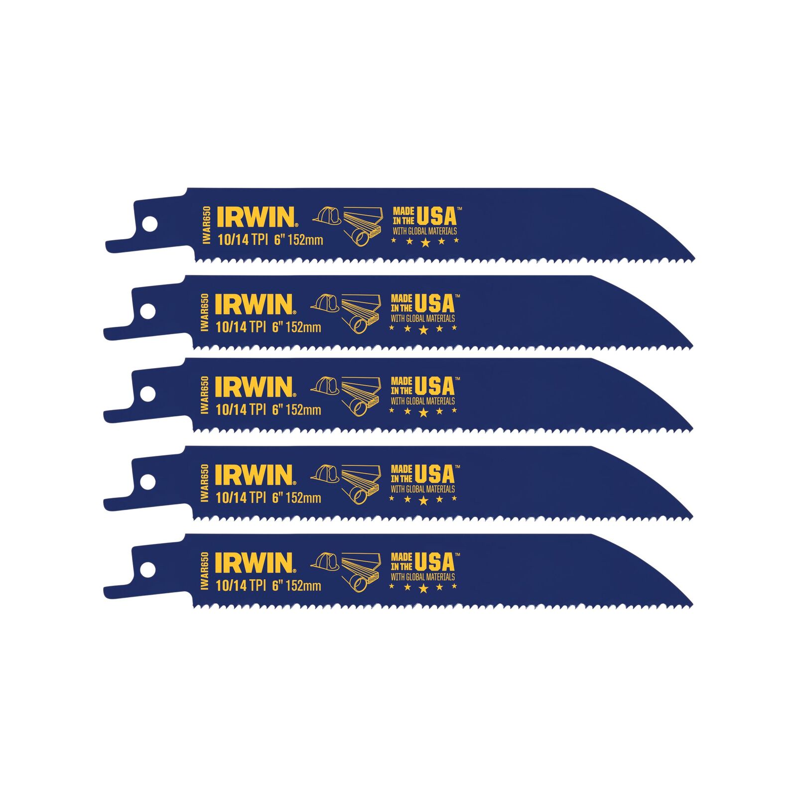 thumbnail image 2 of IRWIN 6-Inch 14 TPI Reciprocating Saw Blades - Heavy Duty Pack Of 50 (Model 372614BB) 2 of 14