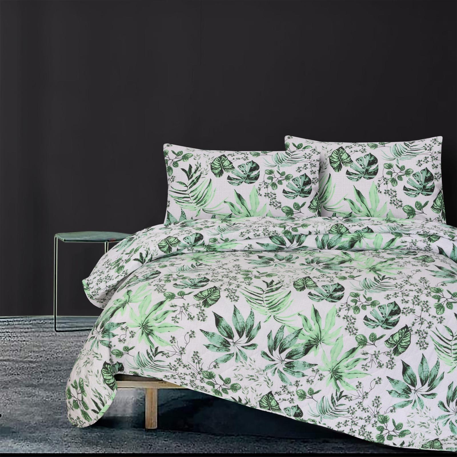 Greenland Farmhouse King Size Bedspread Set - 3-Piece, Red/Green Antique Vintage Floral Patch
