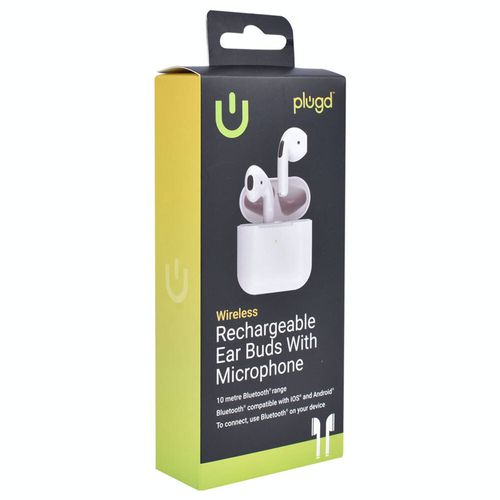 Plugd Wireless Rechargable Ear Buds Bluetooth Headphones - Bunnings ...